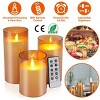 3Packs Flameless Candles Battery Operated Pillar Real Wax LED Glass Candle Warm White with Remote Control Timer - 4 of 4