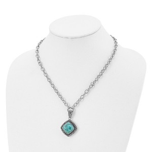 Chisel Stainless Steel Antiqued and Imitation Turquoise Pendant on a 20.5" Open Link Chain Necklace - 1 of 4