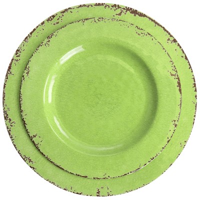 Gibson Mauna Green Melamine 12-Piece Dinnerware Set