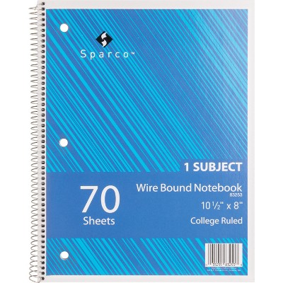 Sparco Notebooks 1 Subject 10-1/2"x8" College Ruled 70 Sht AST 83253