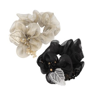 Unique Bargains Women's Fashion Elegant Leaves Flowers Hair Ties 2Pcs - 1 of 4