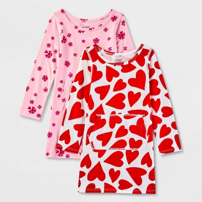 Toddler Girls' Adaptive Long Sleeve Valentine's Day 2pk Dress - Cat & Jack™ Pink/Red