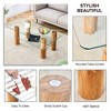FURNIinspire Coffee Tables Modern Minimalist Double-Layer Transparent Tempered Glass Coffee Table, Wooden MDF Decorative Columns, Clear, 47"*26"*18" - 4 of 4