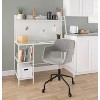 Vynxaria Contemporary Desk - White Metal Frame, Frosted Glass Top, Extra Storage Shelves, Versatile Design - 3 of 4