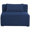 Meridian Furniture,Cube Navy Durable Linen Textured Armless Chair - 3 of 4