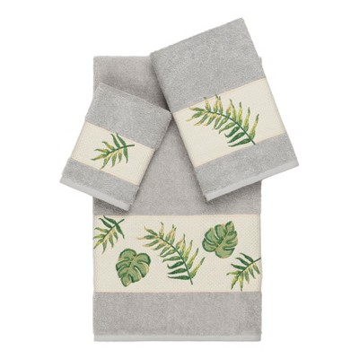 Zoe Embellished Bath Towel Set Light Gray - Linum Home Textiles