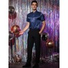 Lars Amadeus Men's Satin Point Collar Short Sleeve Button Down Business Shirts - 3 of 4