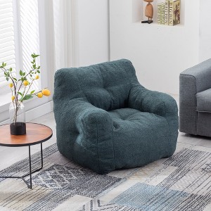 Soft Teddy Fabric Tufted Foam Bean Bag Chair With Teddy Fabric Green - 1 of 3