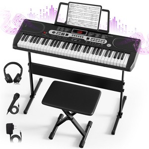 SKONYON 61-Key Electronic Keyboard Piano Set with LCD Screen, Lighted Keys, 3-Teaching Modes; Ideal for Keyboard Piano for Beginners - 1 of 4