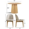 5-Piece Round Dining Table Set, 42'' Oak Pedestal Table with 4 Linen Dining Chairs, Solid Wood Legs, Kitchen or Apartment Furniture-Maison Boucle - 4 of 4