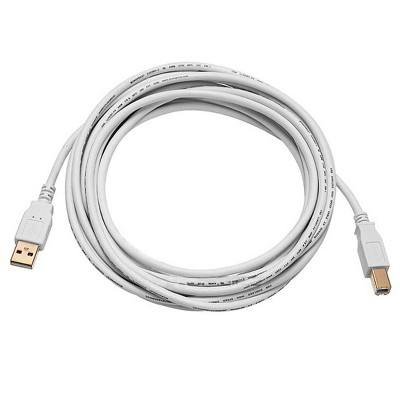Monoprice USB 2.0 Cable - 15 Feet - White | USB Type-A Male to USB Type-B Male, 28/24AWG, Gold Plated