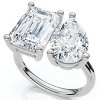 Pompeii3 4.60Ct Pear & Emerald Toi et Moi Diamond Ring 14k Gold Lab Created - 3 of 4