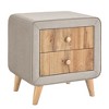 Upholstered Wooden Nightstand With 2 Drawers Night Stand Storage Cabinets With Handles Rubber Wood Legs Bedside Table - 4 of 4