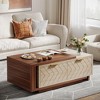 ORRD Extendable Walnut & Oak Coffee Table with 2 Drawers, Dual-Tone Sliding Tabletop & Hidden Storage, Modern Rectangle Cocktail Table for Living Room - 2 of 4