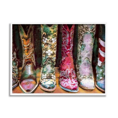 Stupell Industries Cowboy Boots Various Bold Designs Americana Apparel Black Framed Giclee Art