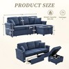VASIP L-Shaped Sectional Sofa with Storage Ottoman,3-Seat Convertible Design with Cup Holders ,Corduroy Fabric for Living Room, Apartments,Beige - 2 of 4