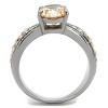 Slickblue  Women's Silver Oval Champagne CZ Pave Engagement Ring, Polished Stainless Steel, Sizes 5–10 - 3 of 4