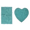 Bell Flower Collection Tufted Bath Rugs, Extra Soft and Absorbent, Non-Slip Bath Mats, Machine Washable Bathroom Mats, 2 Pcs Set, Turquoise - 2 of 4