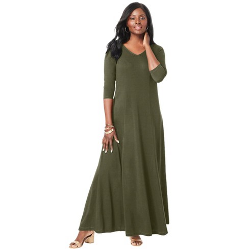 Olive green maxi dress plus size hotsell