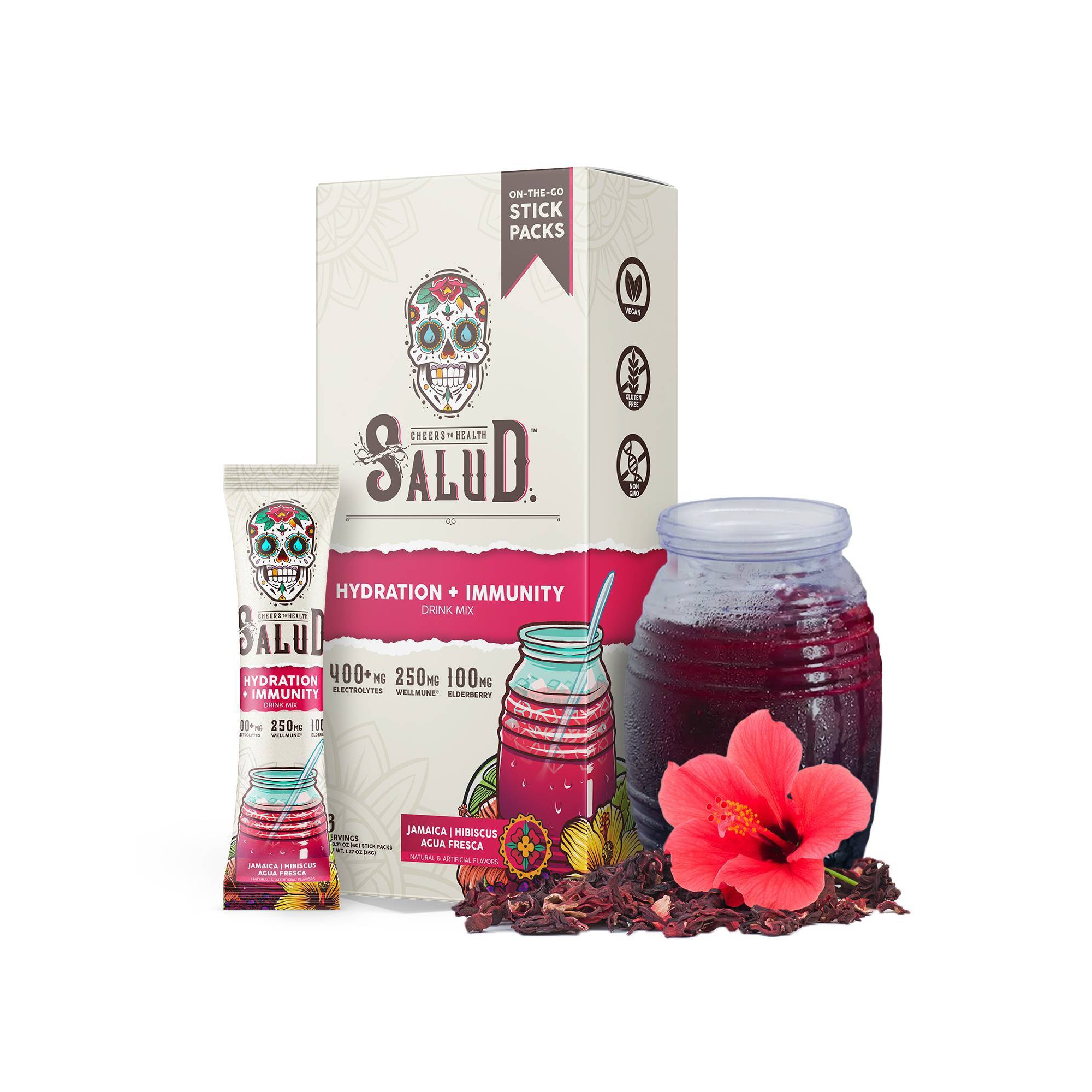 Salud Hydration + Immunity Hibiscus Electrolyte Drink Mix - 6pk/0.21oz Packet Sticks