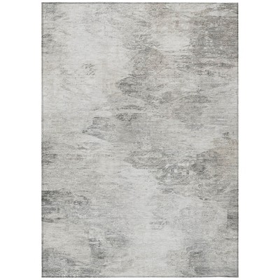 Silver Gray And Ivory Abstract Washable Indoor Outdoor Area Rug