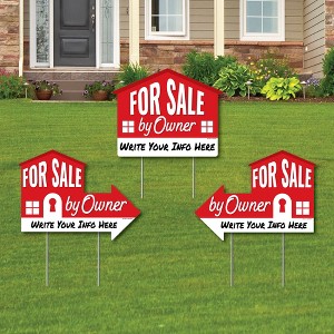 Big Dot of Happiness For Sale By Owner - Home Real Estate Yard Sign with Stakes - Double Sided Outdoor Lawn Sign - Set of 3 - 1 of 4