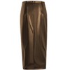 Womens Fashionable Slim Fit PU Leather Skirt Side Slit Drawstring Pencil Skirt Brown M - 2 of 4