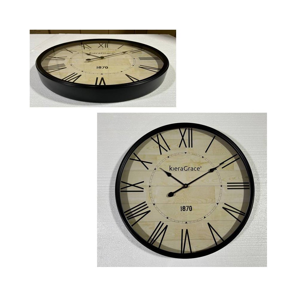 Photos - Wall Clock Kiera Grace 24" Metallic  Flat Glass