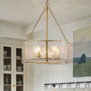 LLHZSY 20 1/2" Cloud Glass Ceiling Chandelier 5-Light Modern Fixture for Dining Living Room Entryway-Gold - 1 of 4