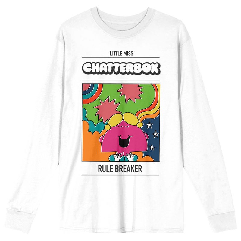 Mr. Men And Little Miss Classic Little Miss Chatterbox Crew Neck Long Sleeve Women's White Tee, 1 of 4