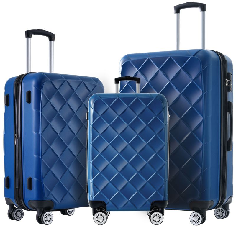 3 PCS Expandable ABS Hard Shell Lightweight Travel Luggage Set with Spinner Wheels and TSA Lock 20''24''28'' 4M - ModernLuxe, 1 of 13