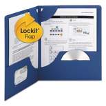 Smead Lockit Two-Pocket Folder Textured Paper 11 x 8 1/2 DK Blue 25/BX 87982