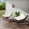 Outsunny Outdoor Rocking Chair Set of 2, Oversized Rocking Papasan Chairs with Cushions, Beige - 3 of 4