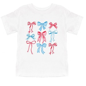 The Juniper Shop Patriotic Bows Stacked Coquette Toddler Short Sleeve Tee - 1 of 4