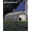 13x25 Ft Carport with 4 Windows, Car Port with 220g PE Tarp, 10 Sandbags,2 Roll-Up Doors for Full-Size Pickups, Bass Boats, Tractors, and SUVs - 3 of 4