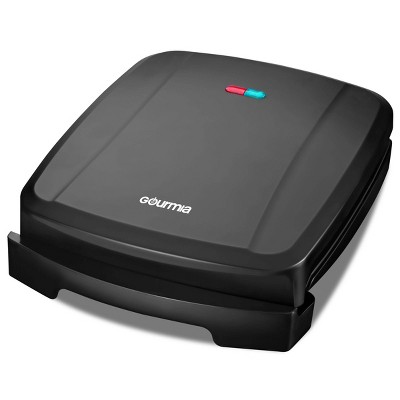 Black Compact Multi-Use Contact Grill with Iron Cooking Surface