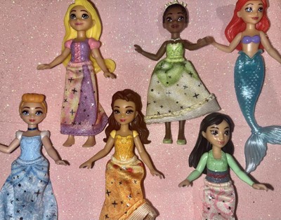 Mattel Disney Princess Toys, 6 Posable Small Dolls with Sparkling Clothing  and 13 Tea Party Accessories Inspired by Disney Movies