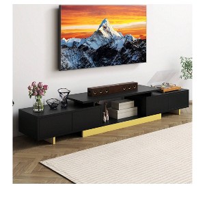 Extendable TV Stand, Modern Entertainment Center for Up to 89 Inch TV, TV Media Console with 2 Door Cabinets & Open Shelf for Living Room - 1 of 4