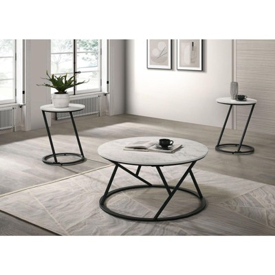 Sapphtopaz Modern Coffee Table with 2 End Tables Living Room Table Set Durable Center Table for Living Room,3pcs