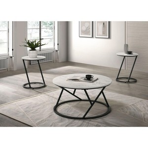 Sapphtopaz Modern Coffee Table with 2 End Tables Living Room Table Set Durable Center Table for Living Room,3pcs - 1 of 4