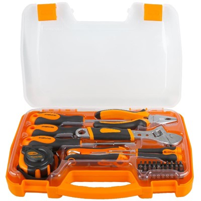 Aghana Digitals 34-Piece Metal & Iron Home Mechanic Tool Set with Toolbox, Individual Containers
