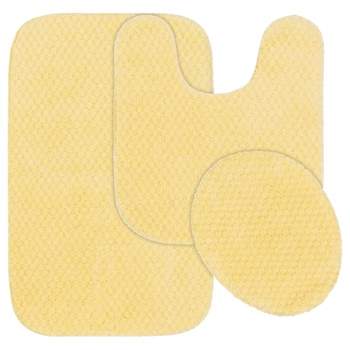 3pc Washable Nylon Bathroom Rug Set Yellow - Garland Rug