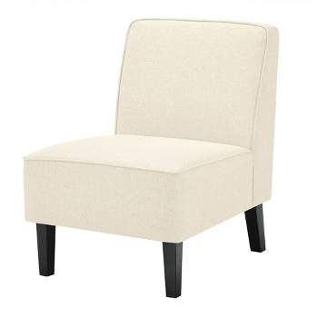 Tangkula Modern Armless Accent Chair Fabric Single Sofa w/ Rubber Wood Legs Beige