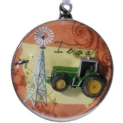 Roman 4.5" State of Iowa Glass Disk Christmas Ornament