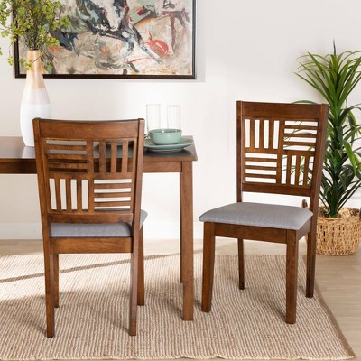 2pc Deanna Fabric And Wood Dining Chair Set Gray/walnut Brown - Baxton ...