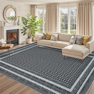 Nasitip Traditional Farmhouse Border Braided Pattern Area Rug Non-Slip Washable for Living Room，Bedroom，Entryway - 1 of 4