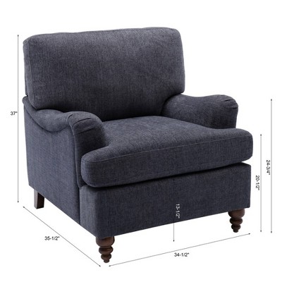 Clarendon Navy Blue Traditional Accent Chair with Walnut Legs