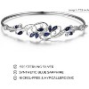925 Sterling Silver Rhodium Plated Bangle, Two-Tone Filigree Bracelet with Blue Sapphire CZ or Amethyst Topaz, 7.25 Inch - 3 of 4