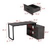 Famapy Gray L-Shape Computer Desk Swivelling Desk Top with Multi-Functional Storage Cabinet - 4 of 4