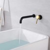 Sumerain Wall Mount Tub Faucet Bathroom Bathtub Faucet with Long Tub Filler Spout Black and Gold - 2 of 4